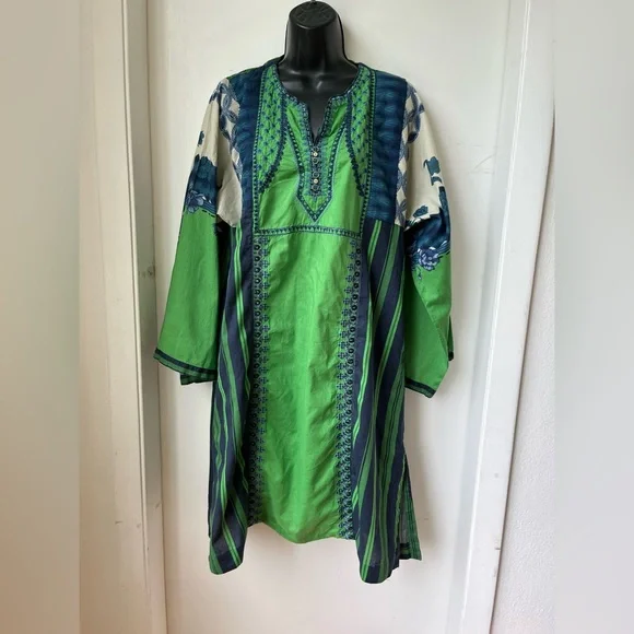 Sapphire | Dresses | Sapphire Green Embroidered Cotton Tunic Dress Sz M But  Fits L As Well | Poshmark